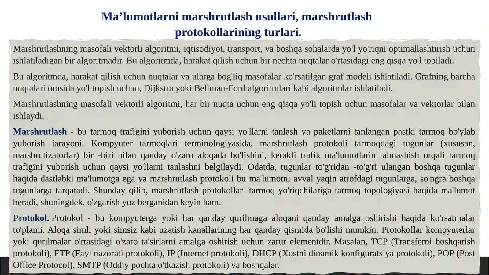 Marshrutlashning masofa va vektorli algoritmi 2