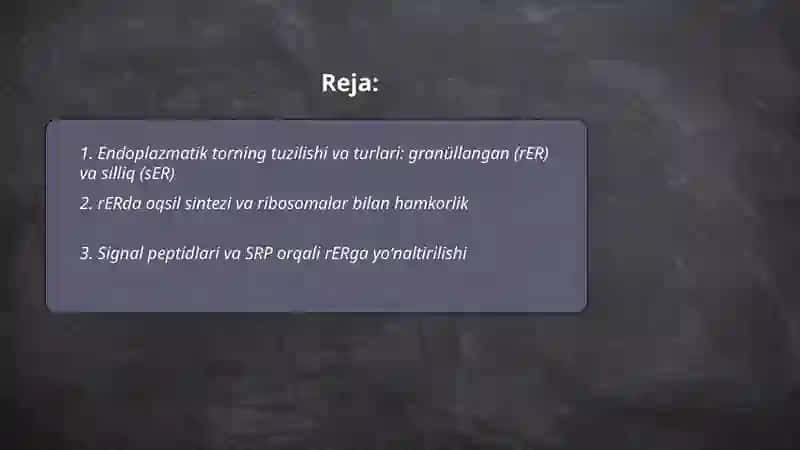 Hujayra organoidlari: Endoplazmatik tor. Golji majmuasi. Lizosoma 2