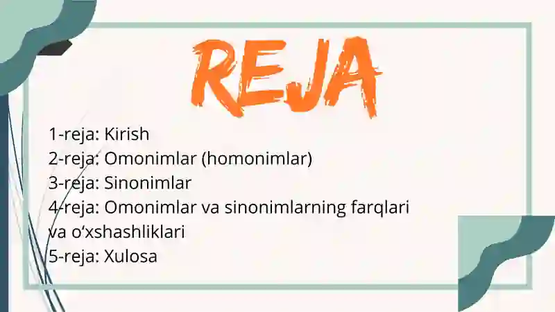 Omonimlar va sinonimlar 2