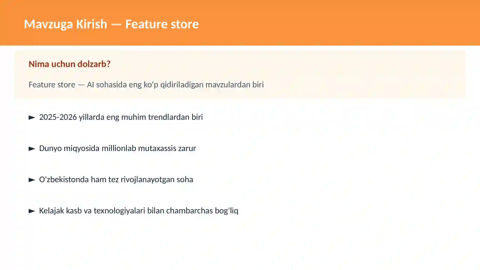 Feature store 2