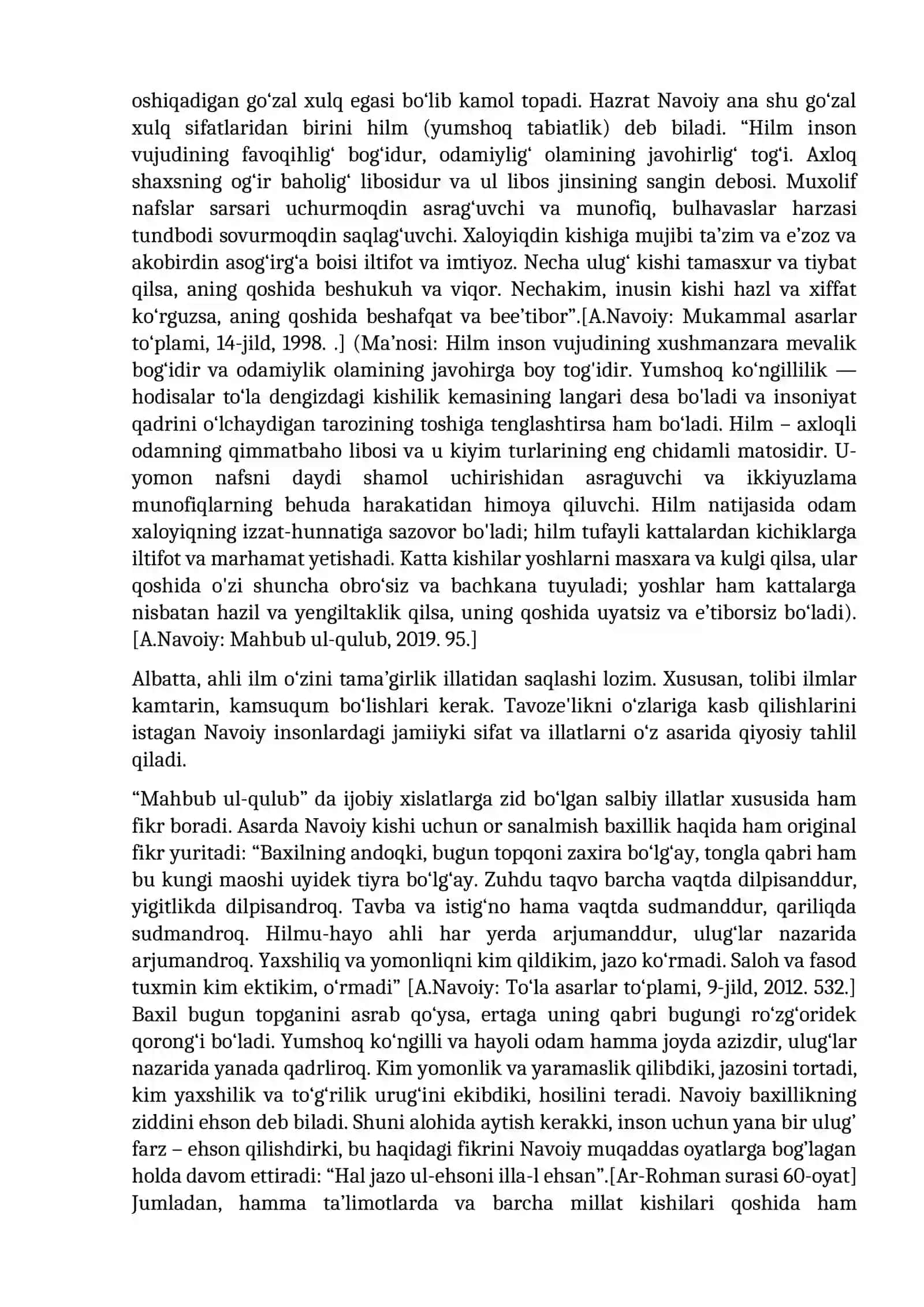 Alisher Navoiyning “Mahbub ul-qulub” asarida komillik sari yo‘l | Tahlil 2