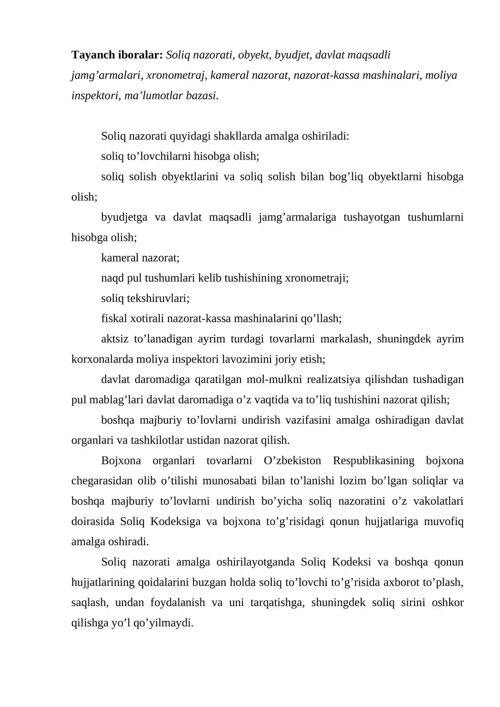 Soliq nazoratining asoslari 2