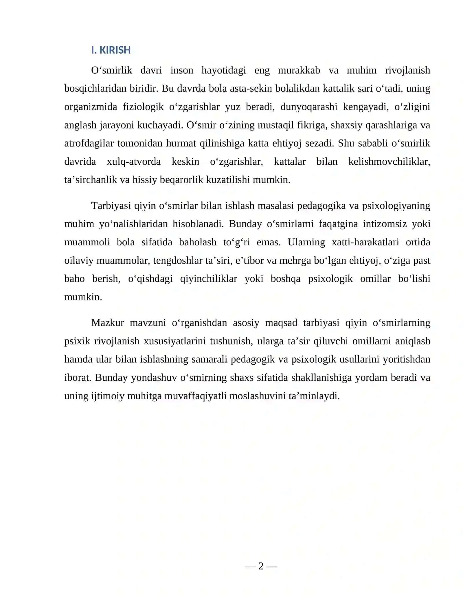Tarbiyasi qiyin o‘smirlarning psixik rivojlanish xususiyatlari 2