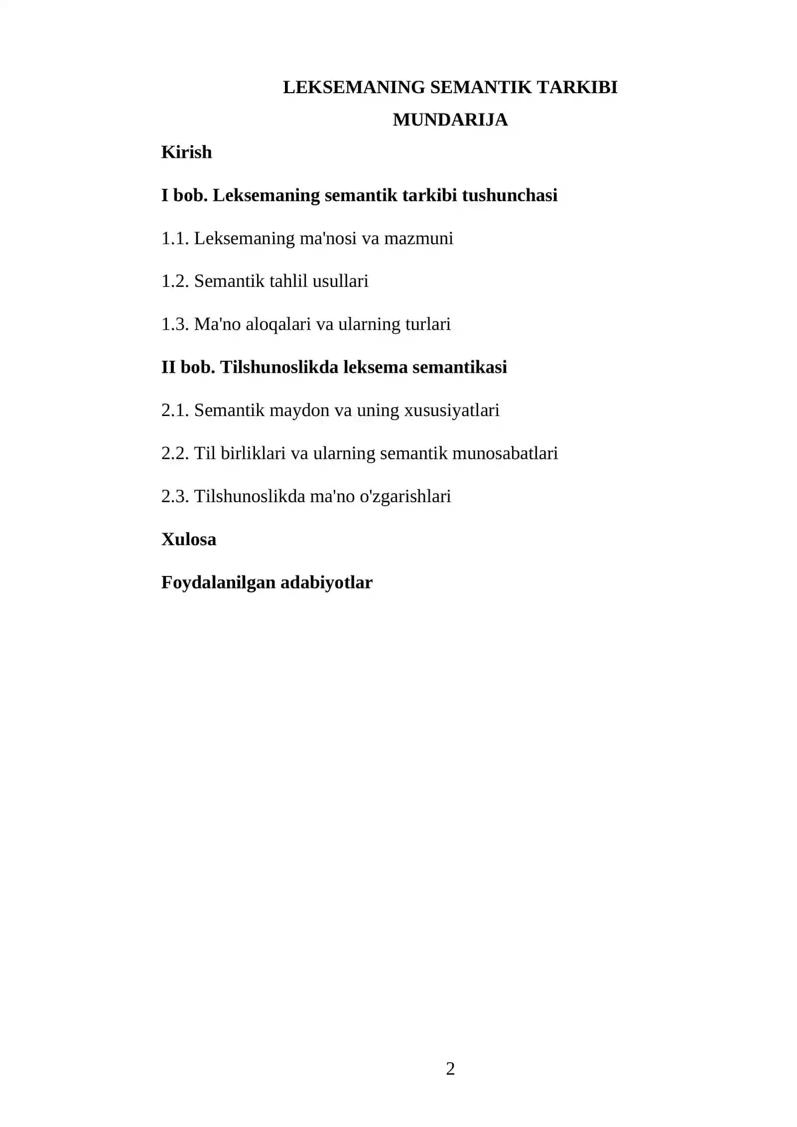 Leksemaning semantik tarkibi 2