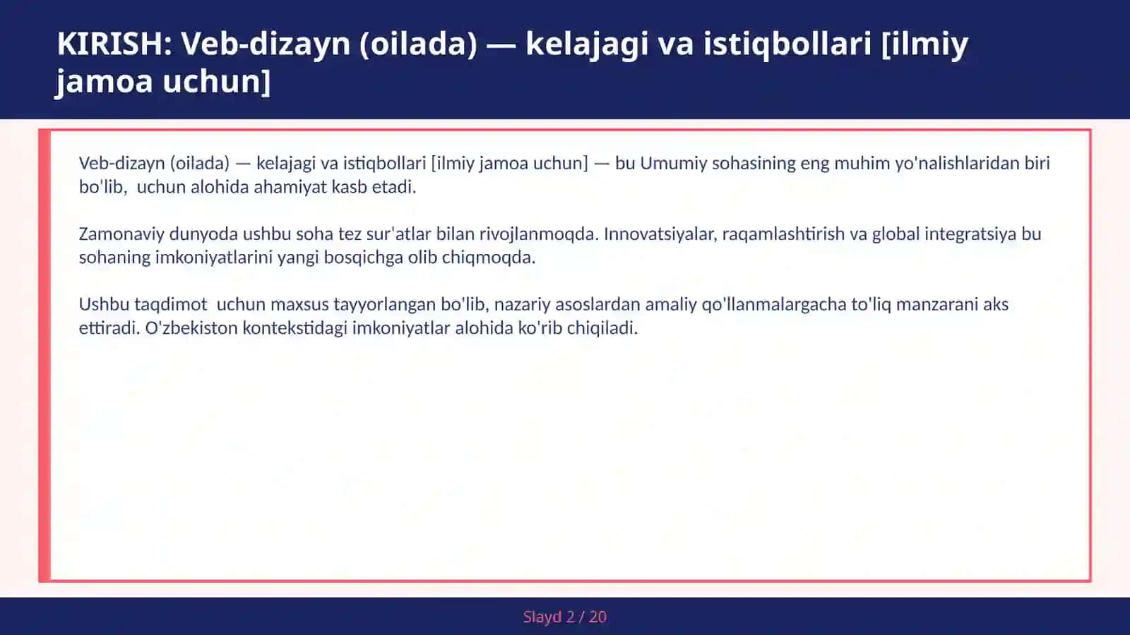 VEB-DIZAYN (OILADA) — KELAJAGI VA ISTIQBOLLARI [ILMIY JAMOA UCHUN] 2
