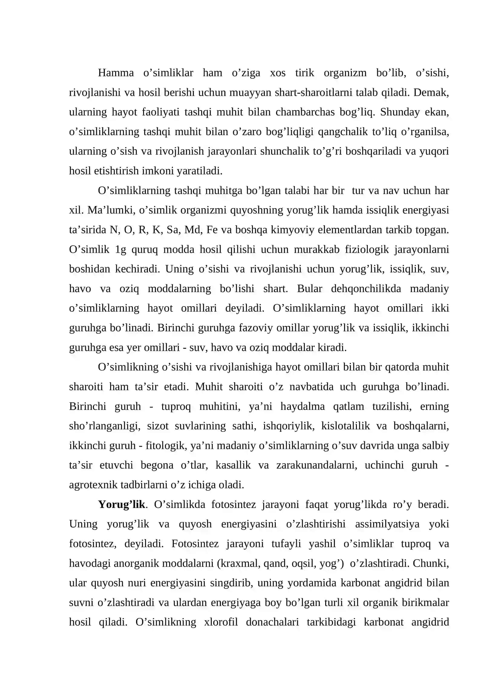O’simlikning yashаsh shаroitlаri vа dehqonchilik qonunlаri 2