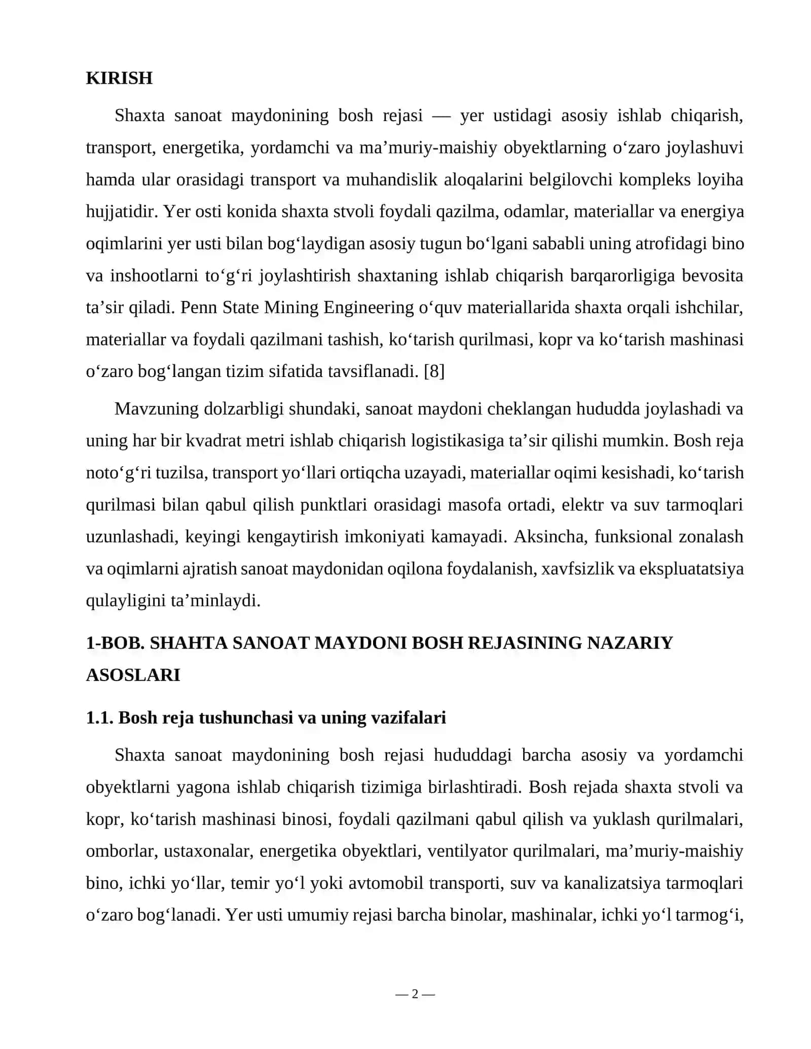 SHAXTA SANOAT MAYDONINING BOSH REJASI 2