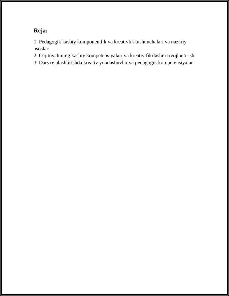 PEDAGOGIK KASBIY KOMPONENTLIK VA KREATIVLIK 2