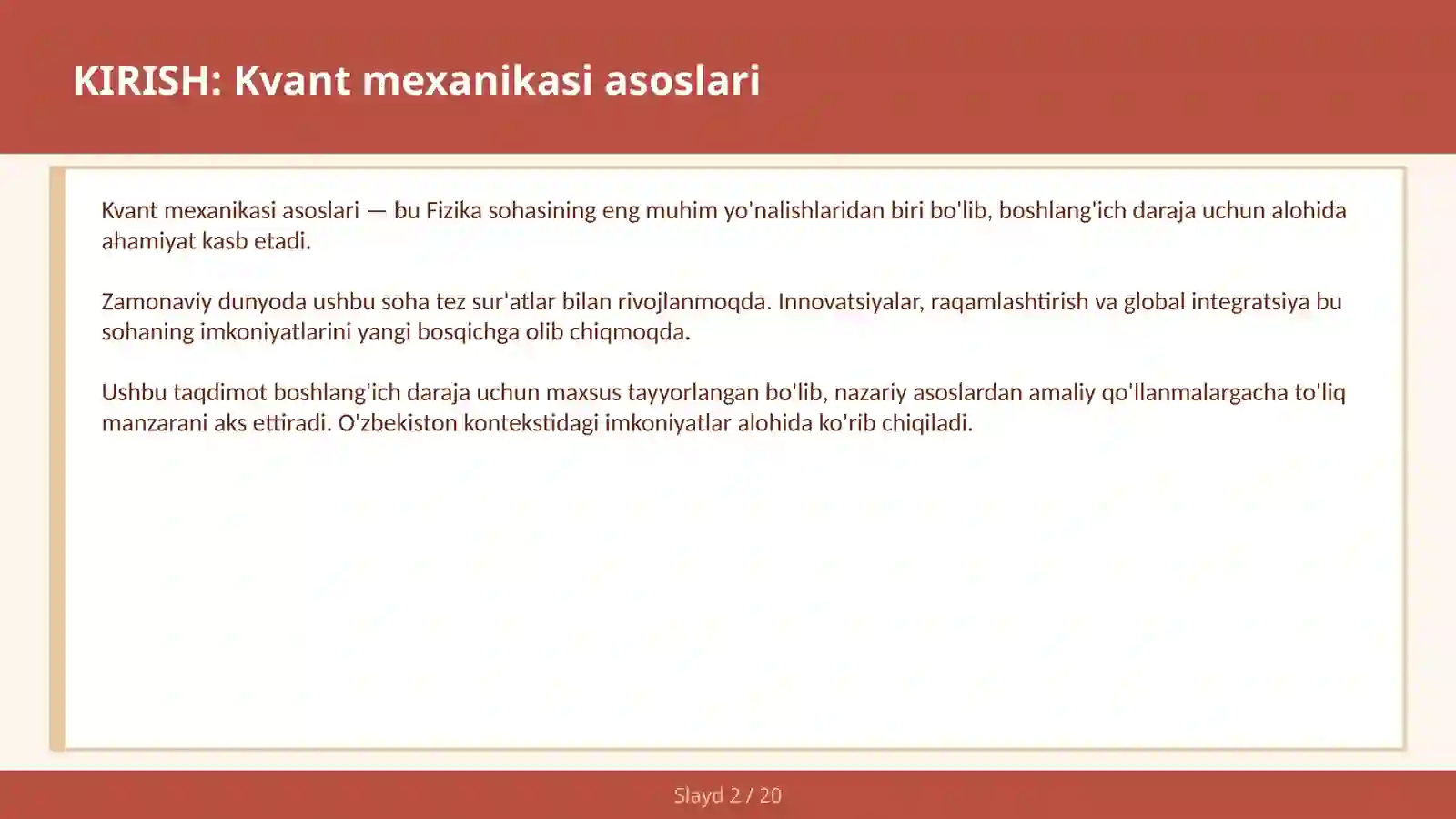 Kvant mexanikasi asoslari 2