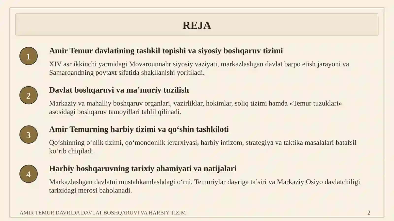 AMIR TEMUR DAVRIDA DAVLAT BOSHQARUVI VA HARBIY TIZIM 2