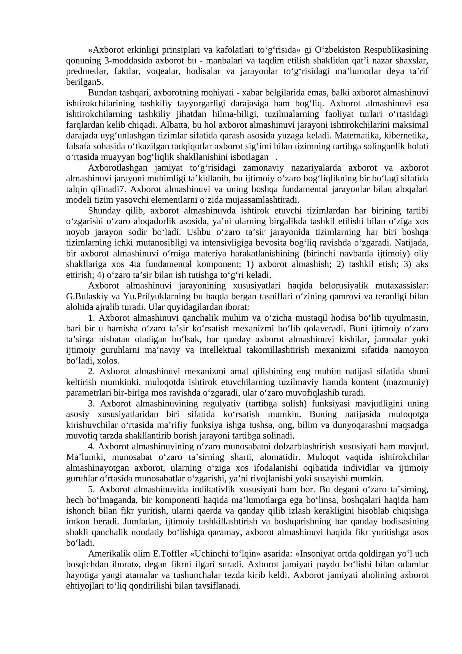 Axborotning jamiyatdagi o‘rni va ahamiyati 2