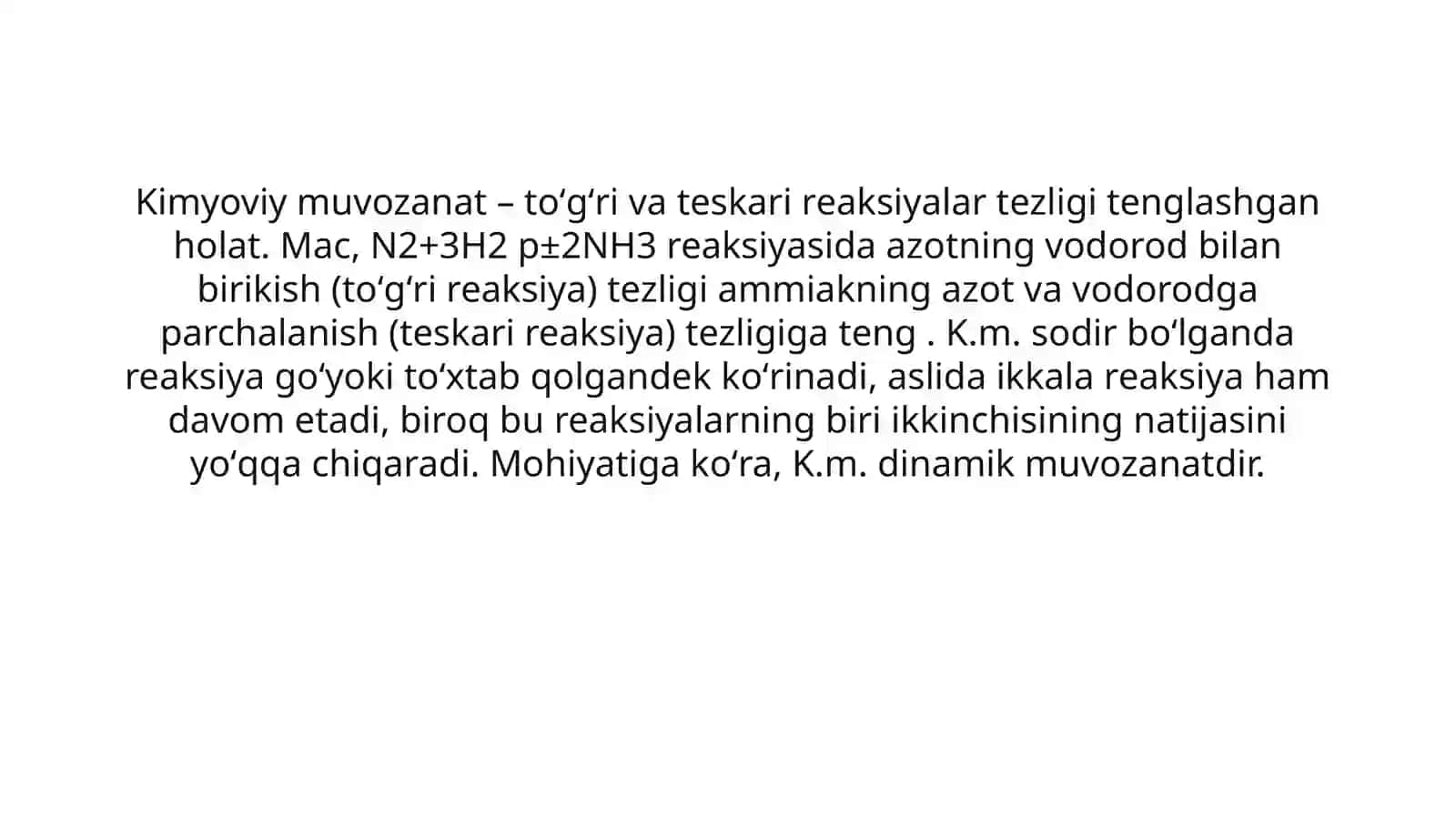 Kimyoviy muozanat va unga tasir etuvchi omillar 2