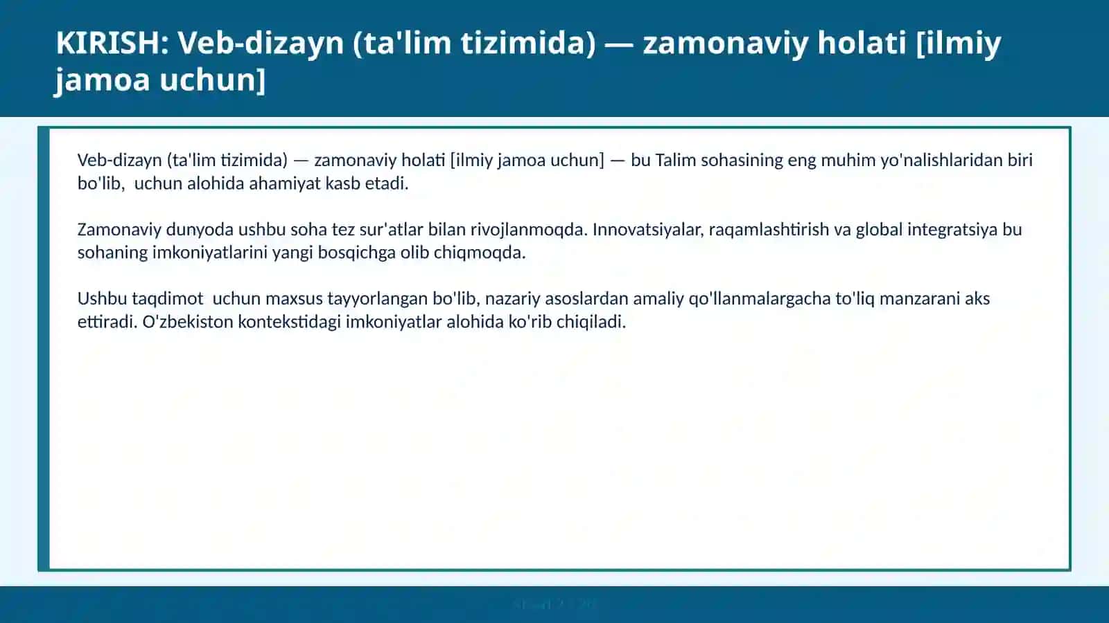 VEB-DIZAYN (TA'LIM TIZIMIDA) — ZAMONAVIY HOLATI [ILMIY JAMOA UCHUN] 2