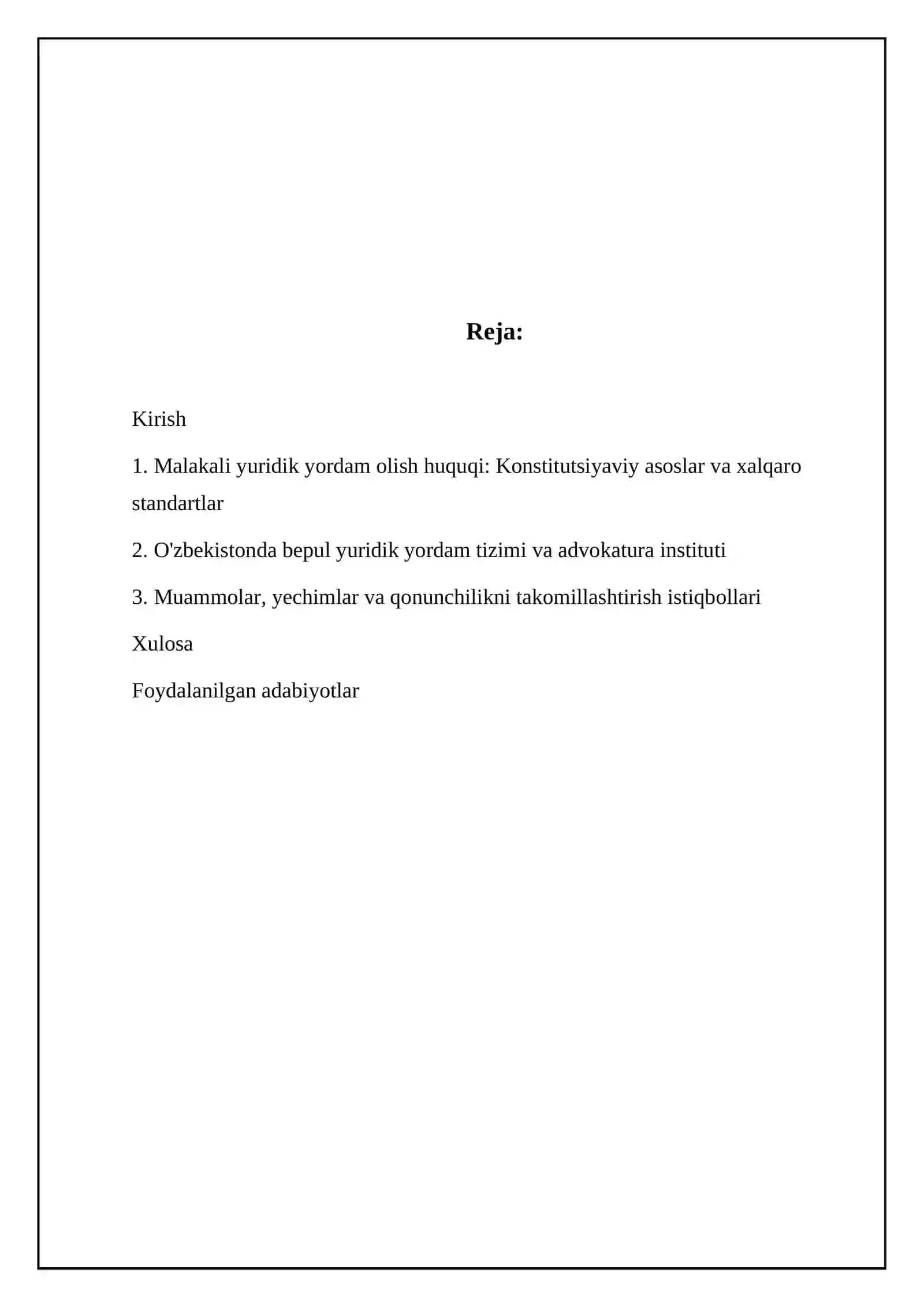 Fuqarolarning malakali yuridik yordam olish huquqi: Konstitutsiyaviy asoslar va xalqaro standartlar 2