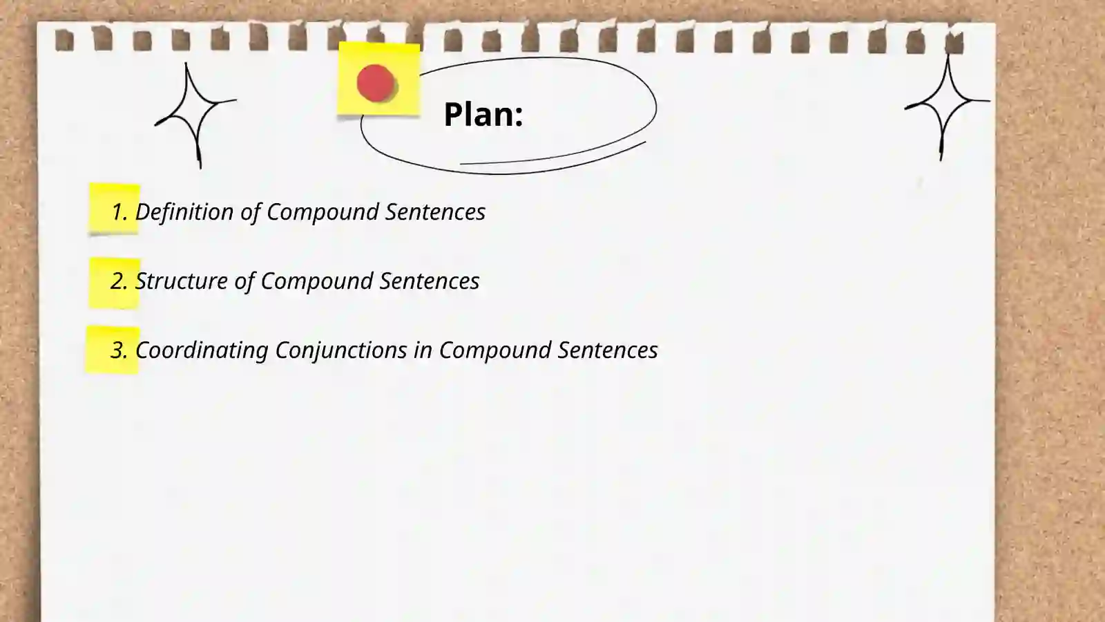 Compound sentences in the language being studies 2