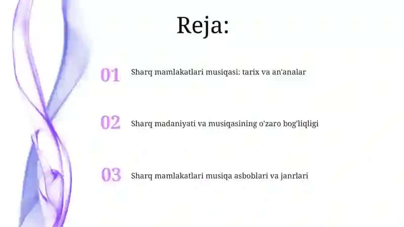 Sharq mamlaklarining musiqasi va madaniyatini yoritib berish 2