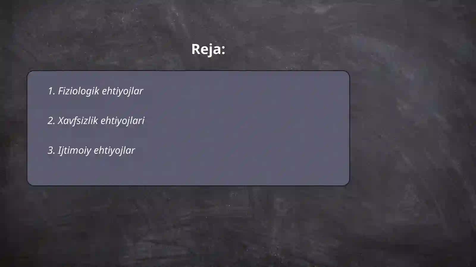 Ehtiyojlarning klassifikatsiyasi 2