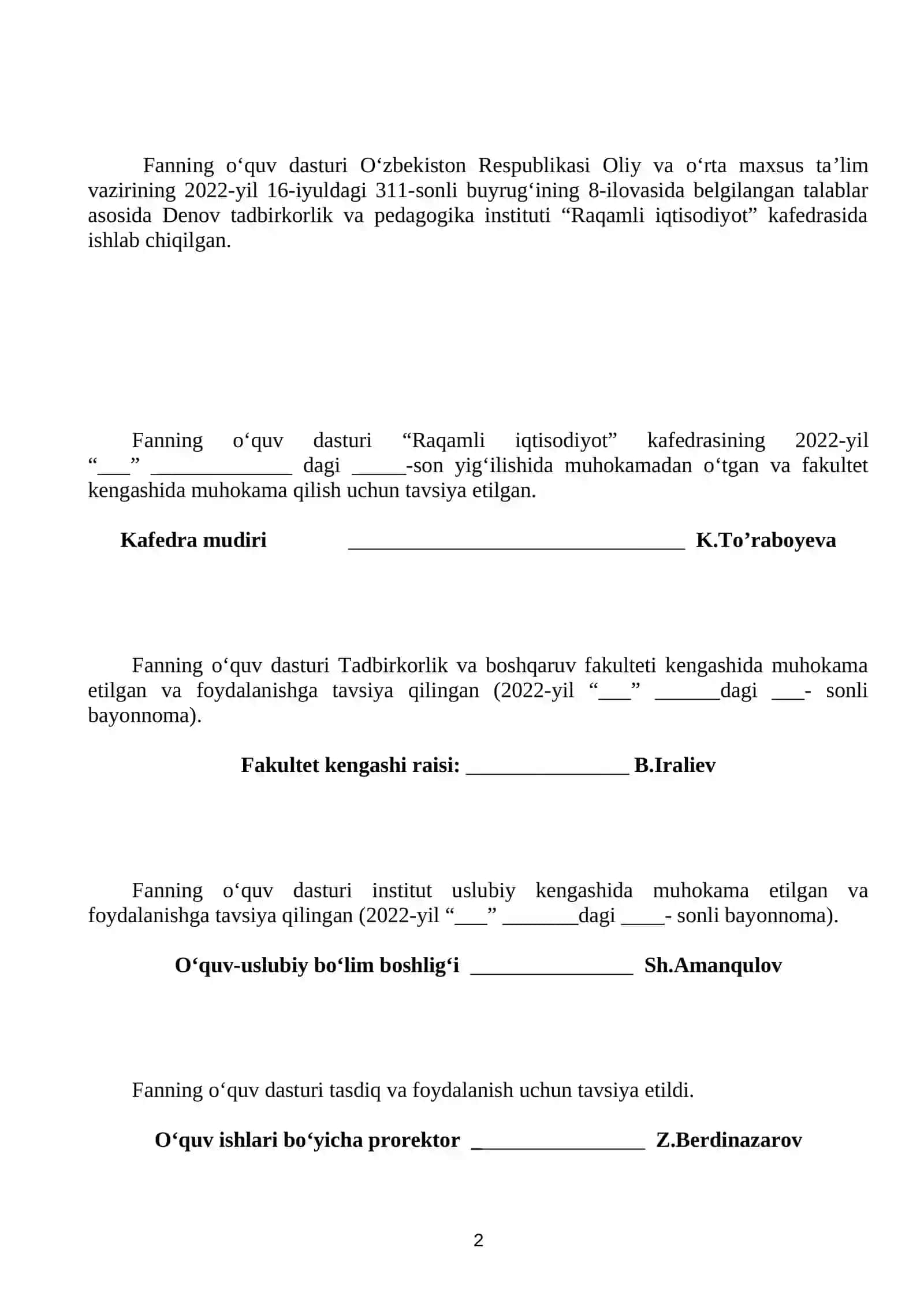 Elektron tijorat fanining o'quv dasturi 2