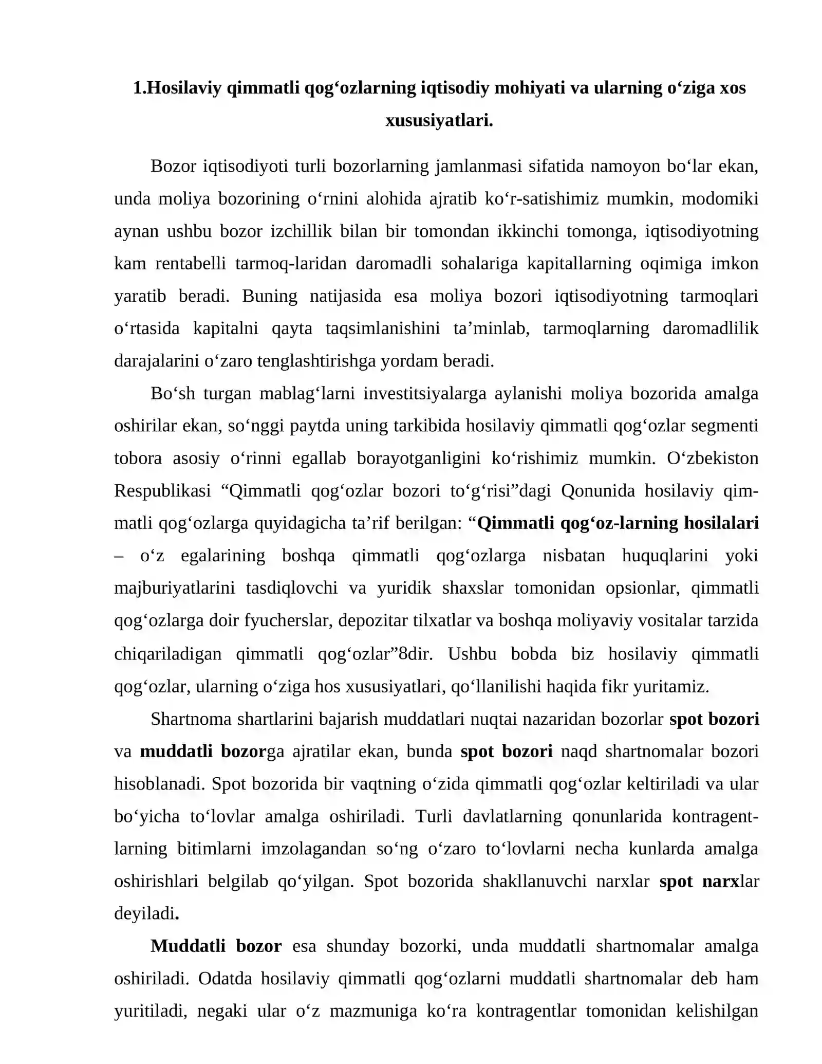 HOSILAVIY QIMMATLI QOGʻOZLAR BOZORI 2
