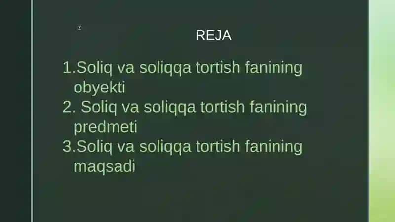 Soliq va soliqqa tortish fanining obyekti, predmeti va maqsad vazifalari 2