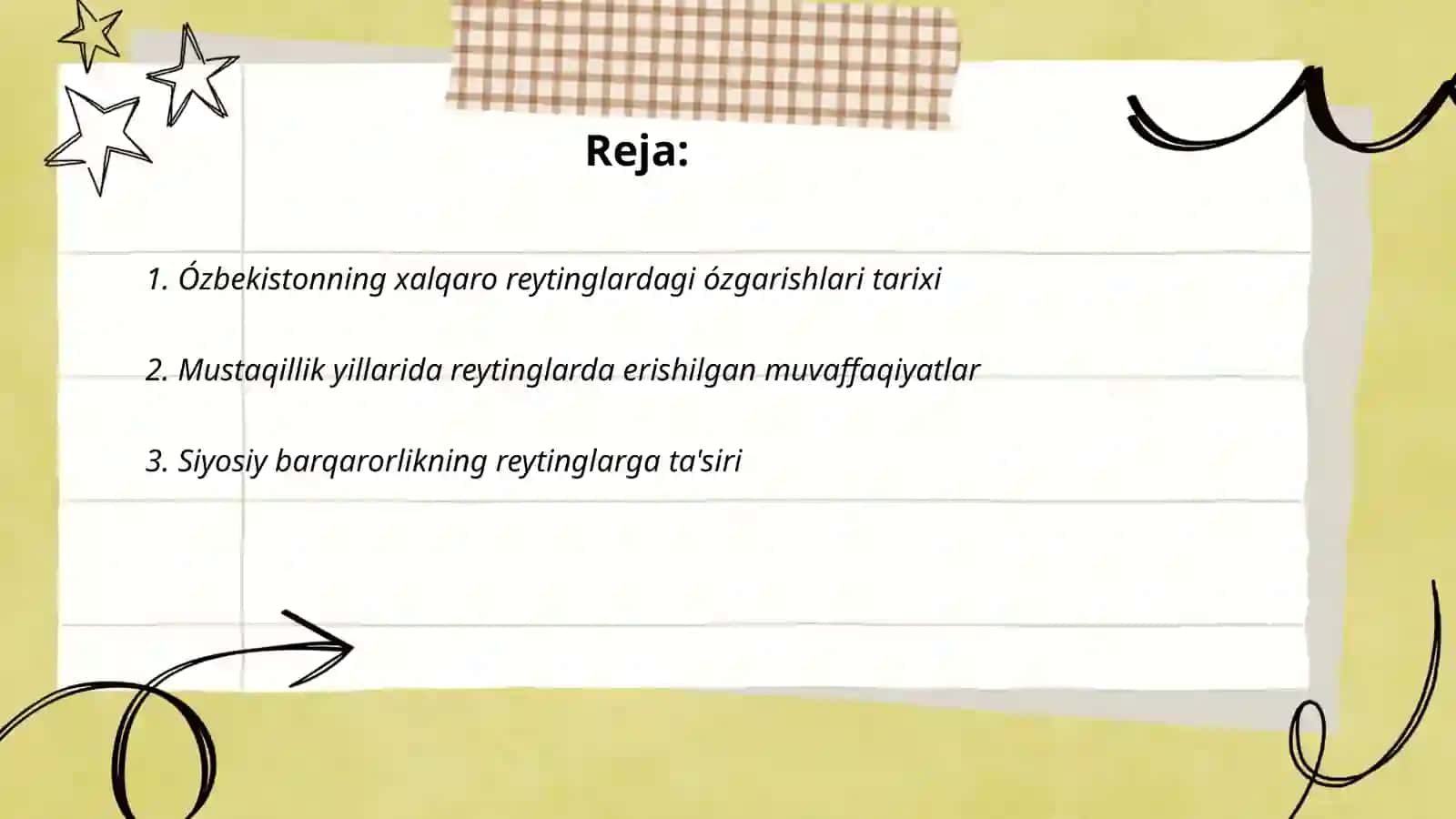 Ózbekistonning xalqaro reytinglardagi kórsatkichlarini kórsatishning tarixiy va siyosiy ahamiyati 2
