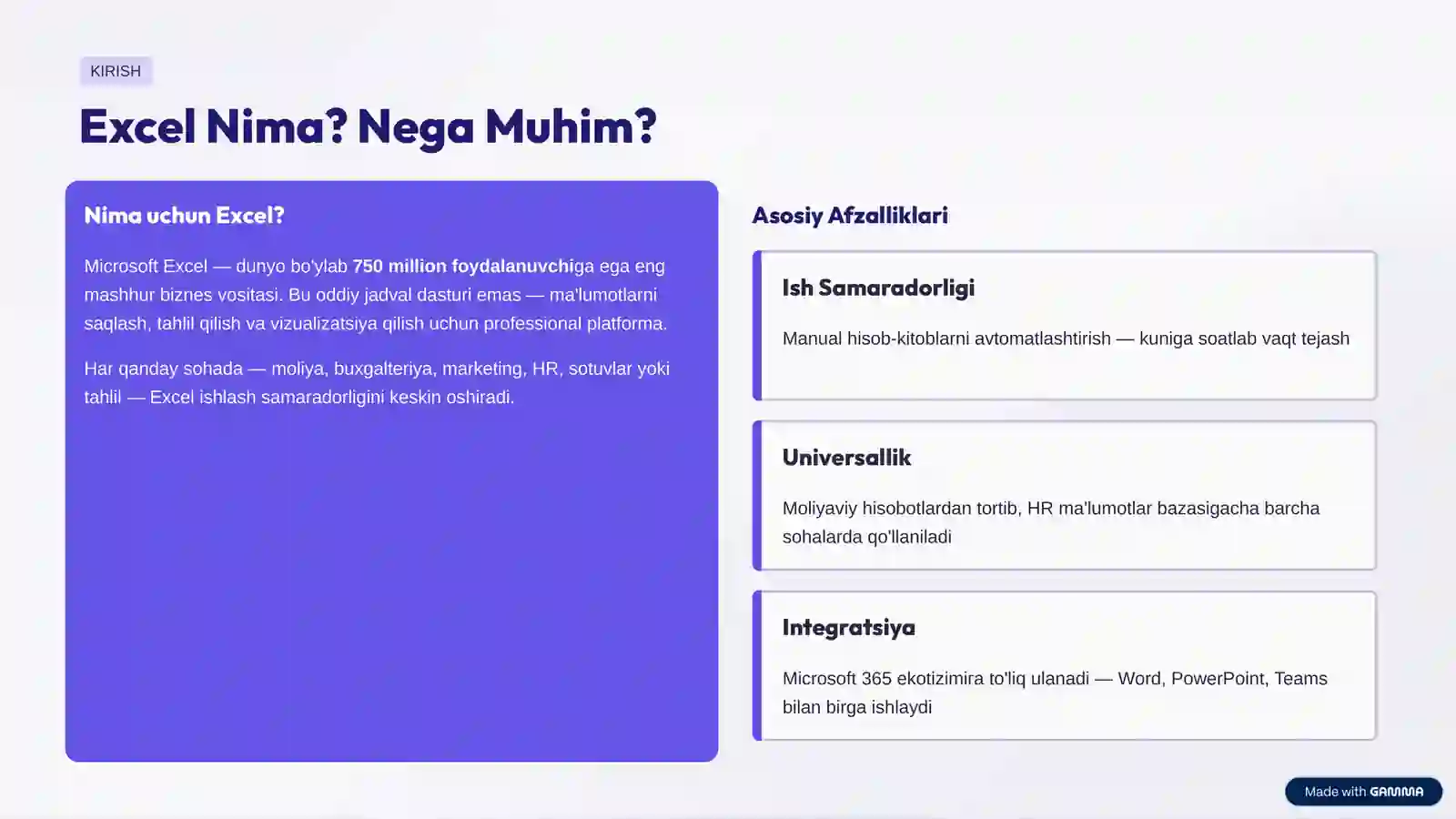 Microsoft Excel: Professional Imkoniyatlari 2