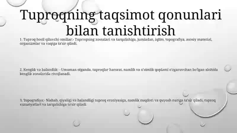 Tuproqlar Geografik Tarqalishining Asosiy Qonuniyatlari 2