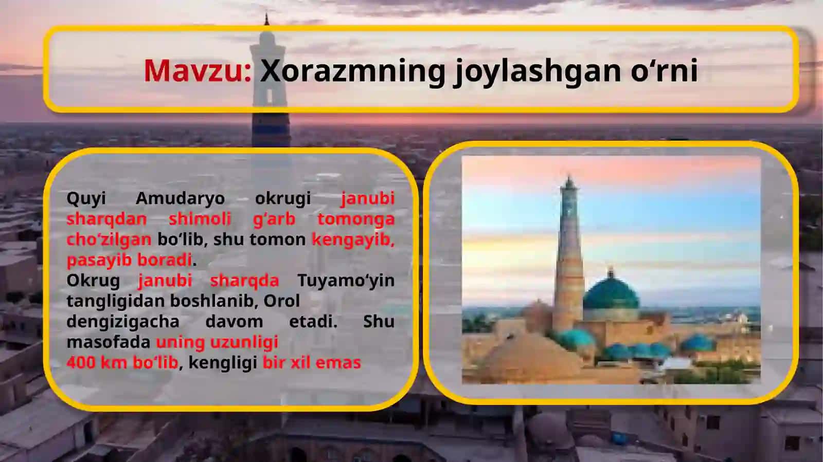 Xorazmning joylashgan oʻrni 2