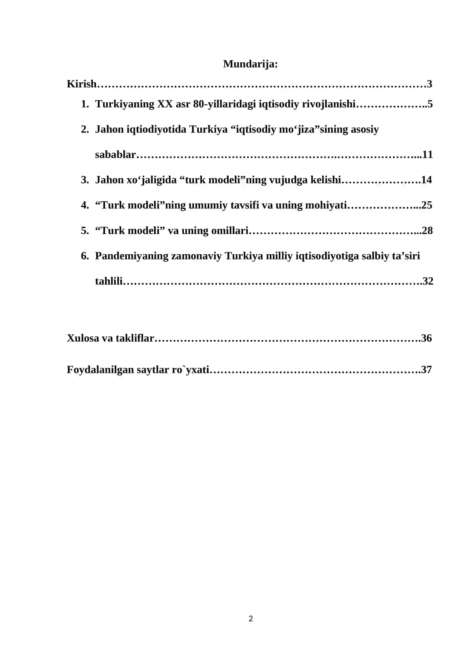 Turkiyaning iqtisodiy taraqqiyoti va turkiya modeli 2