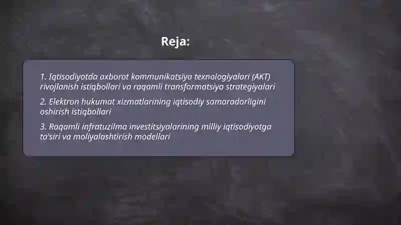 Iqtisodiyotda axborot kommunikatsiya texnologiyalari va tizimlar fanining rivojlanish istiqbollari 2