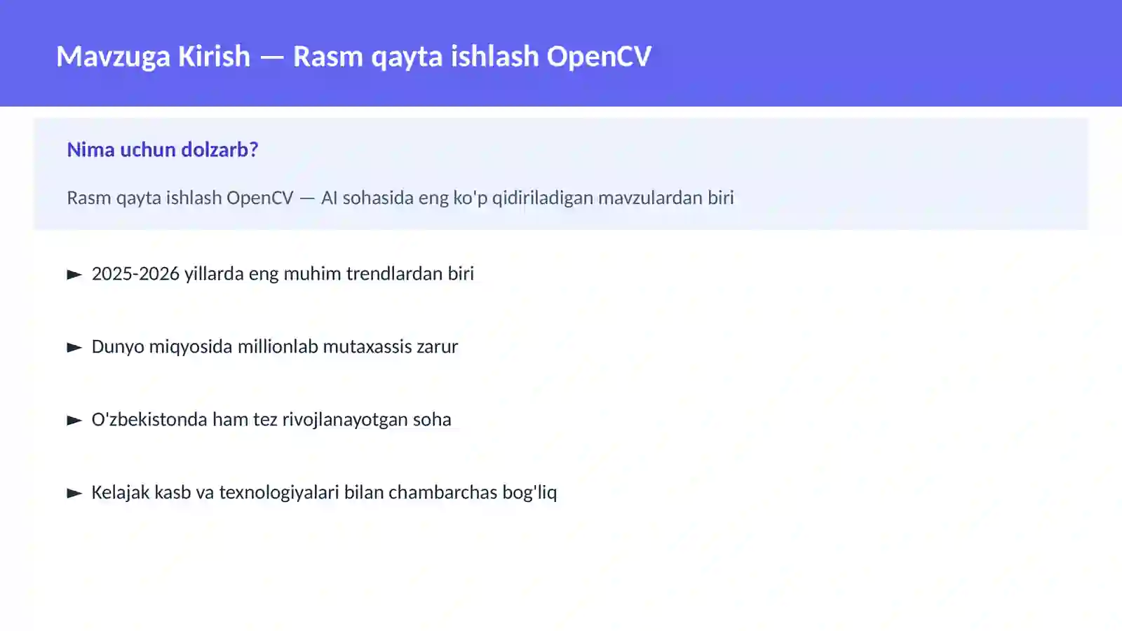 Rasm qayta ishlash OpenCV 2