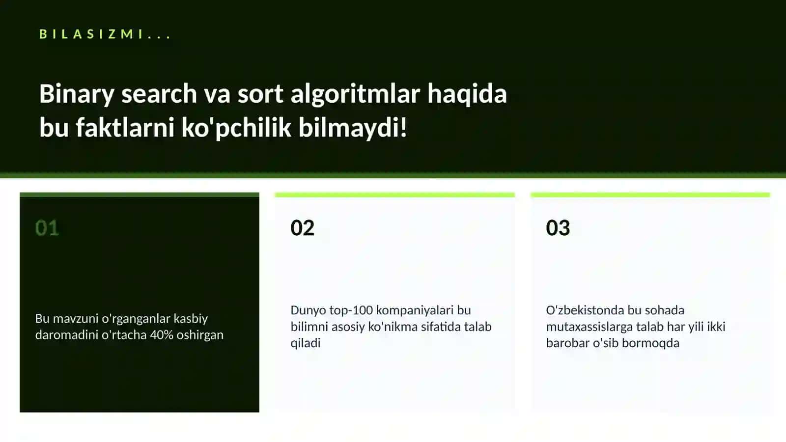 Binary search va sort algoritmlar 2