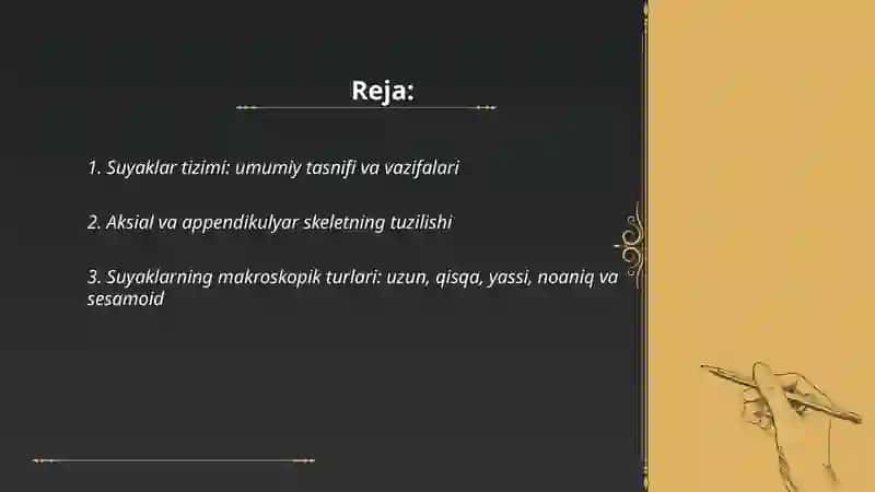 ANATOMIYA FANI SUYAKLAR TUZILISHI VA VAZIFALARI 2