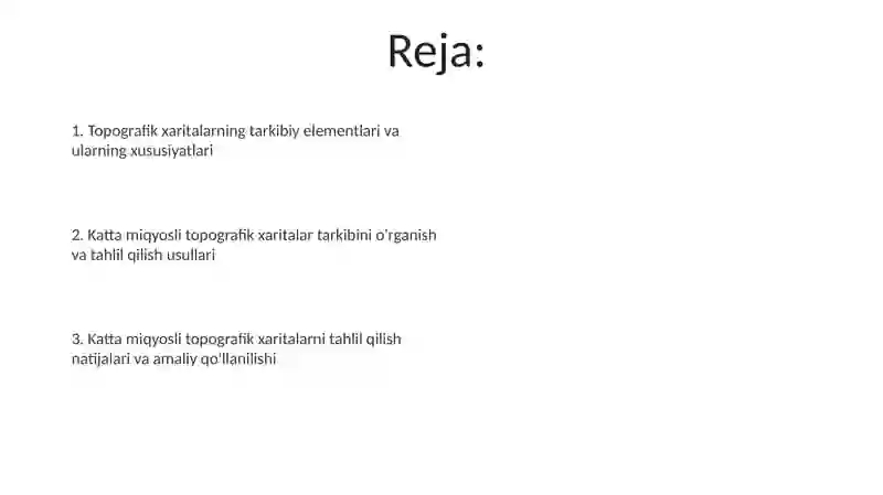 Yirik masshtabli topografik kartalarning mazmunini o'rganish va tahlil qilish 2