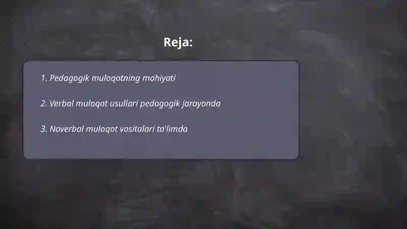 Pedagogik muloqot turlari. 2