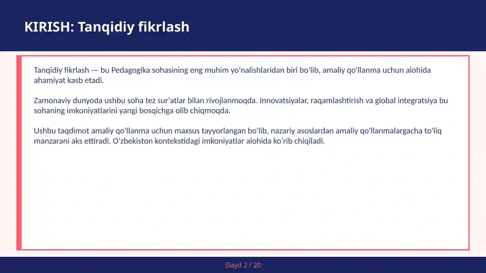Tanqidiy fikrlash 2