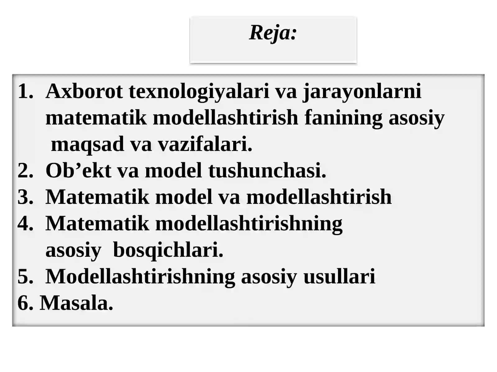 Matematik model va modellashtirish 2