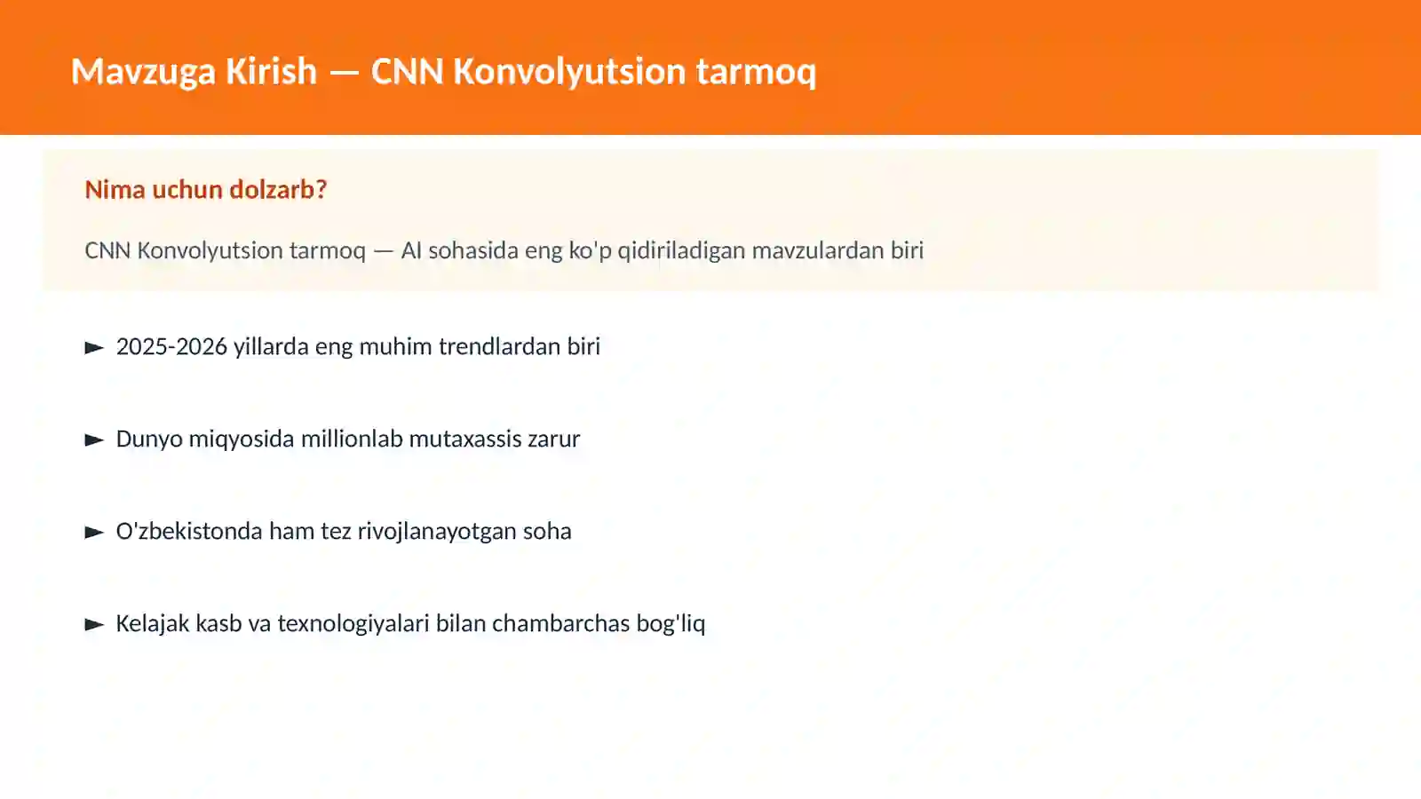 AI | DEEP LEARNING VA NEYRON TARMOQLAR 2