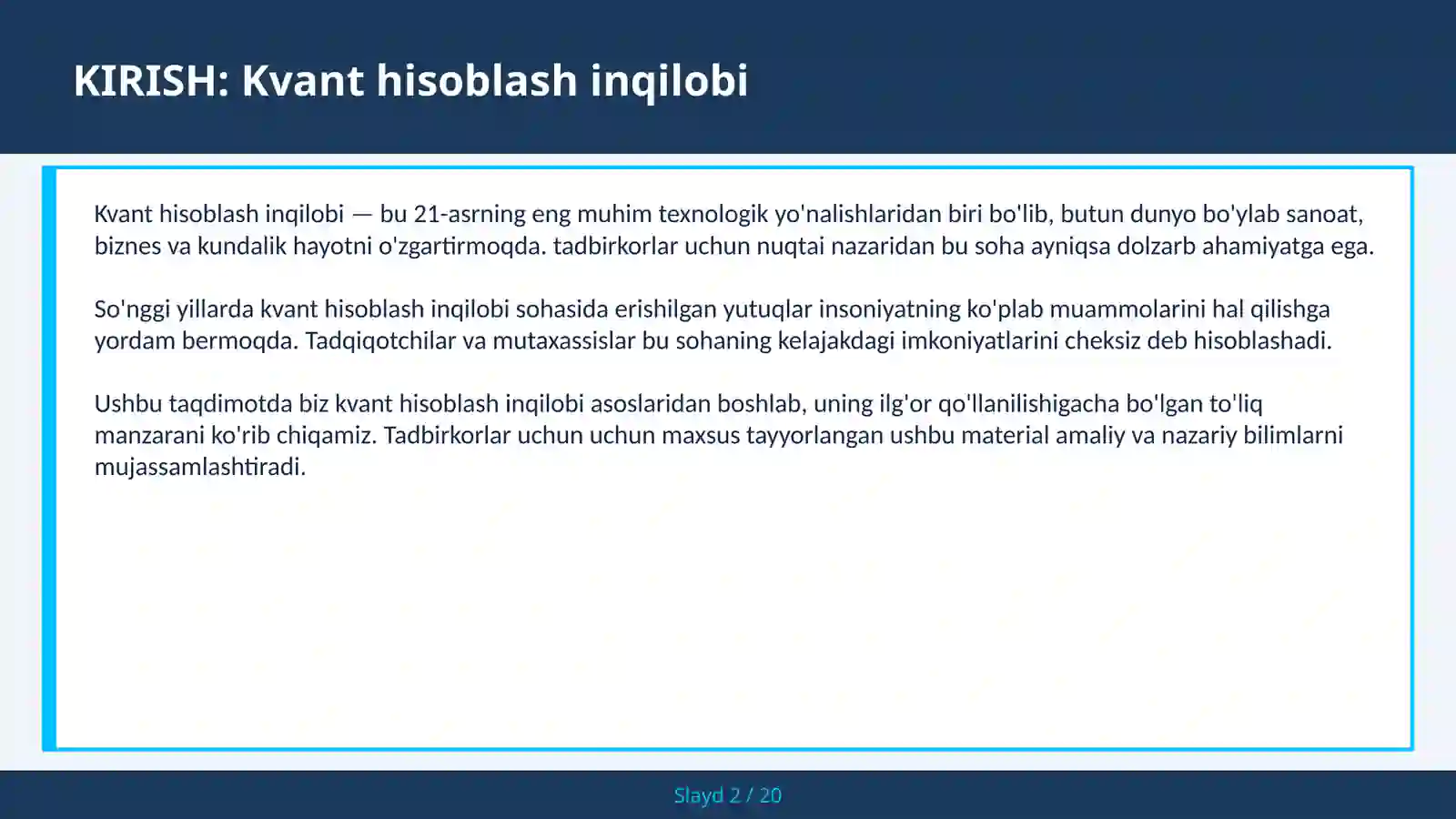 KVANT HISOBLASH INQILOBI 2