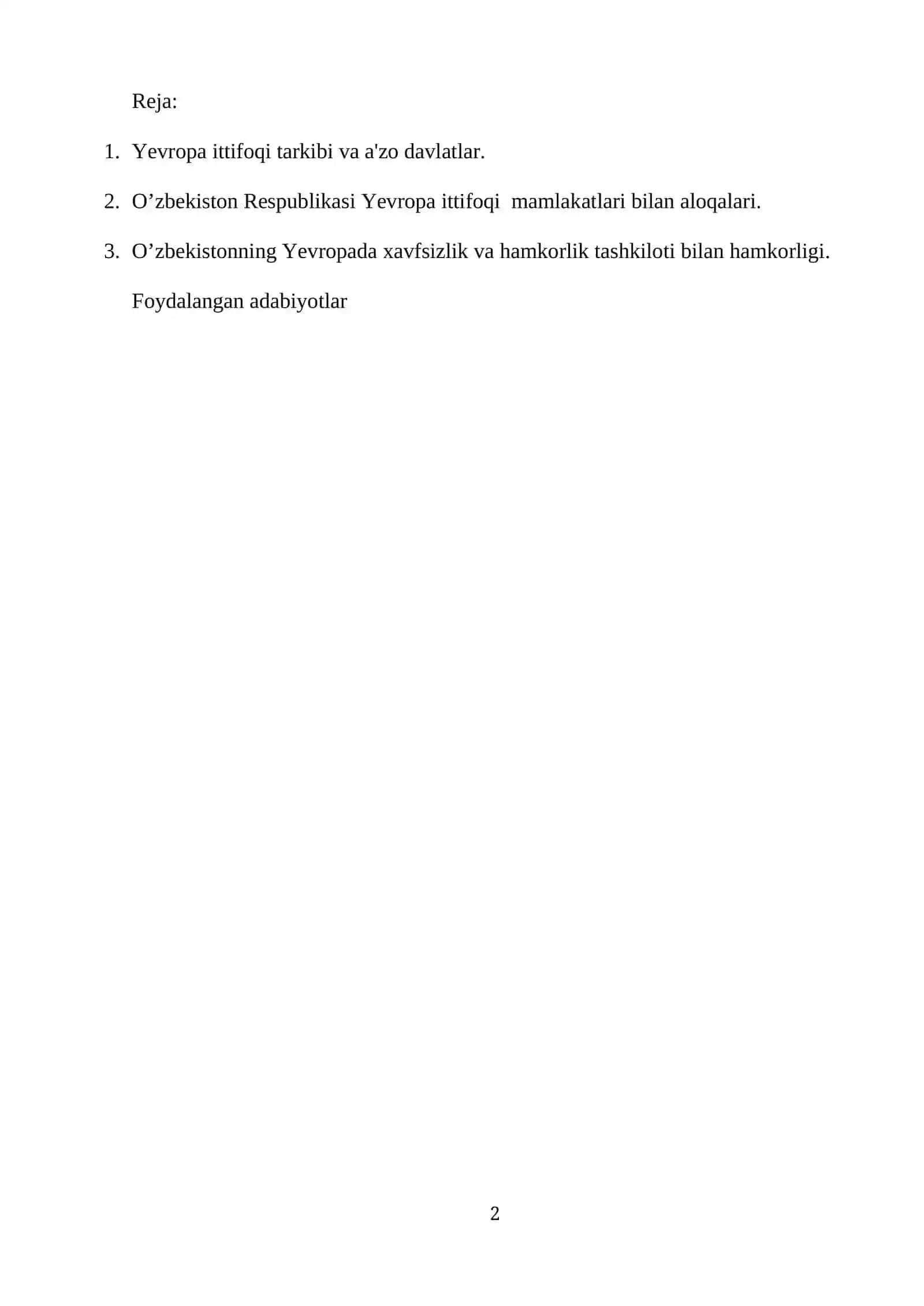 O‘zbekistonning xalqaro tashkilotlar bilan hamkorlik aloqalari 2