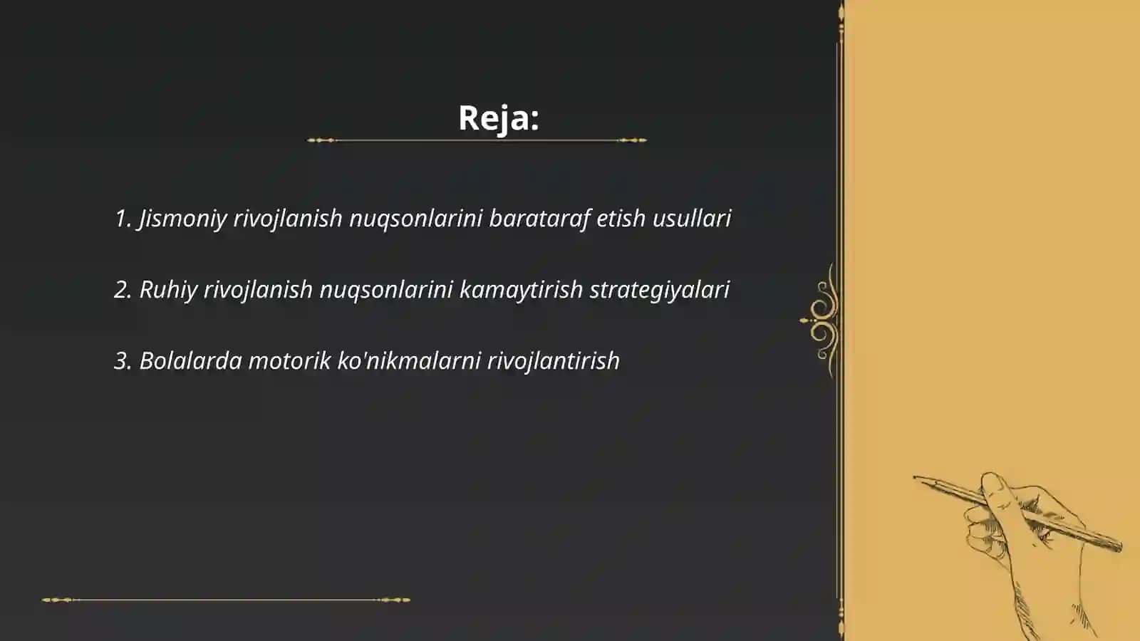 Bolaning jismoniy yoki ruhiy rivojlanishidagi nuqsonlar barataraf etish korrektsiya,kompitentsiya ishlari 2