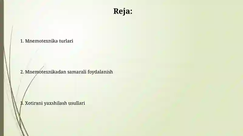 Xotirani kuchaytirish yoʻllari mnemotexnika 2