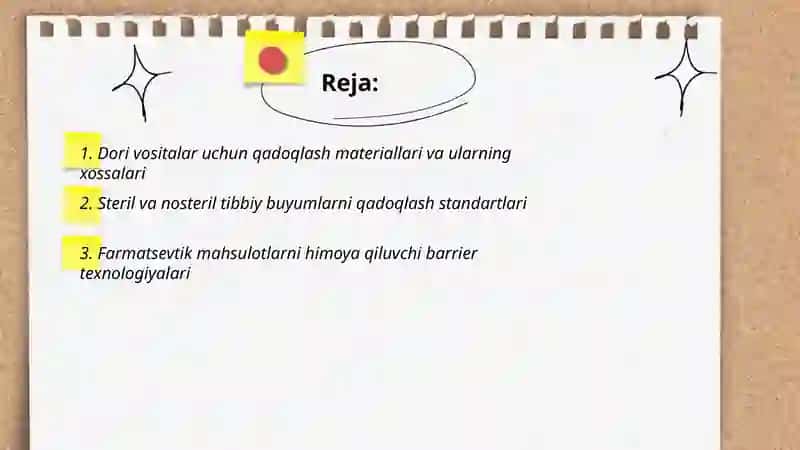 Dori vositalar, tibbiy buyumlar va farmasevtik tovarlarni qadoqlash va saqlash 2