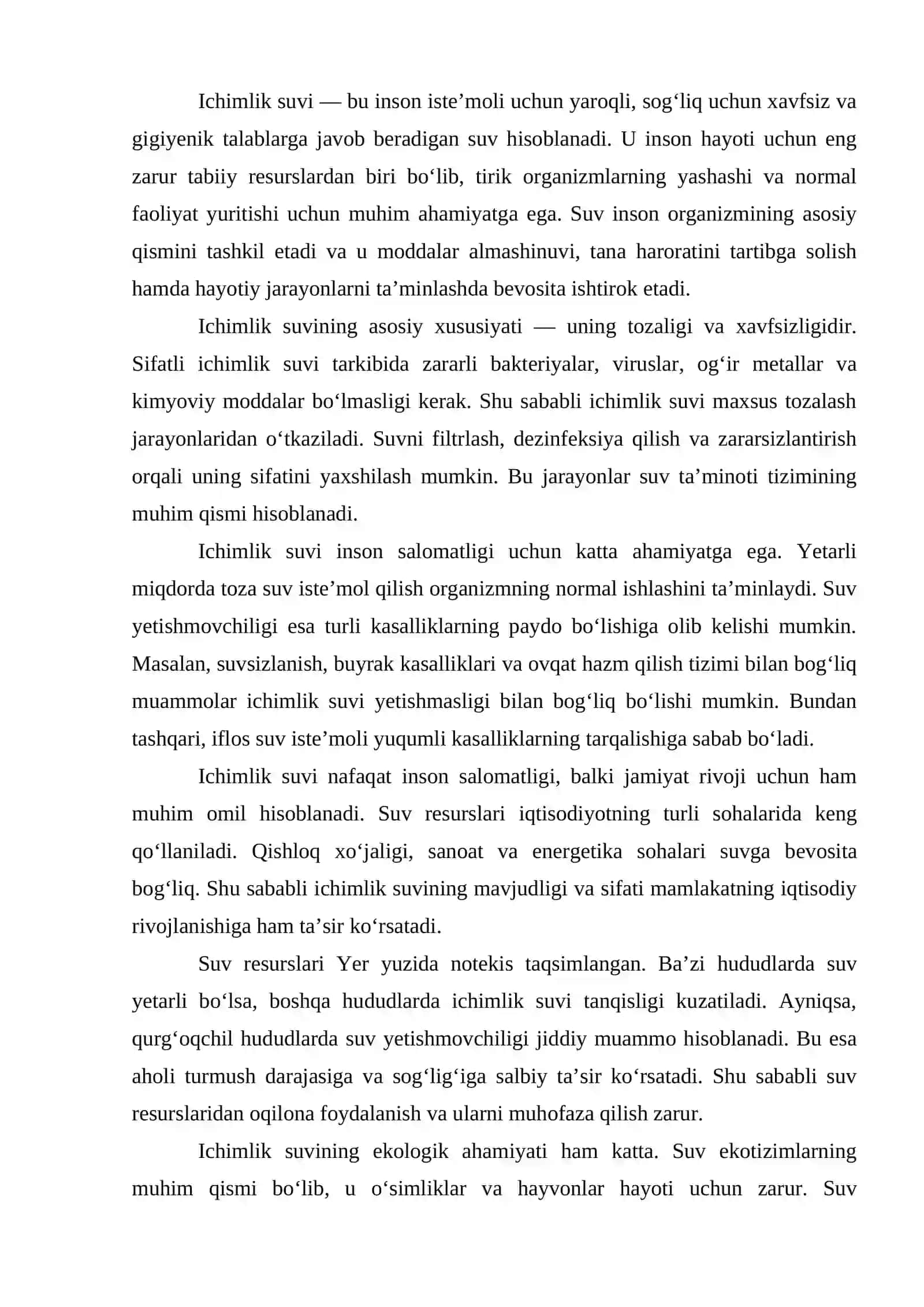 ICHIMLIK SUVI MUAMMOSI 2
