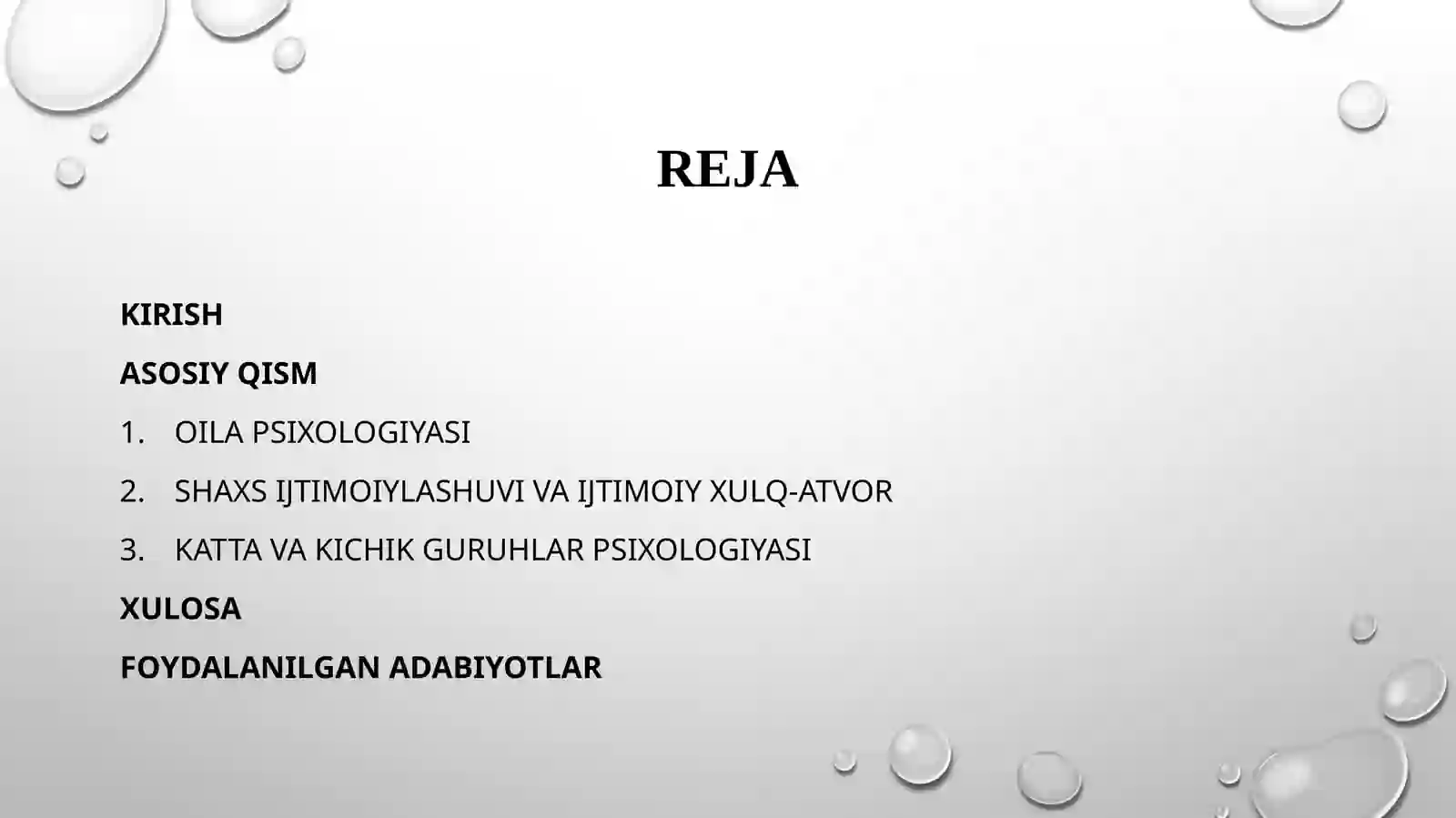 Oila psixologiyasi. Shaxs ijtimoiylashuvi va ijtimoiy xulq-atvor. Katta va kichik guruhlar psixologiyasi. Boshqaruvning pedagogik-psixologik xususiyatlari 2