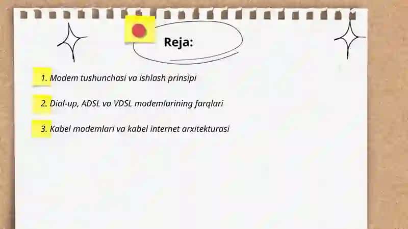 Modem va tarmoq qurilmalari 2