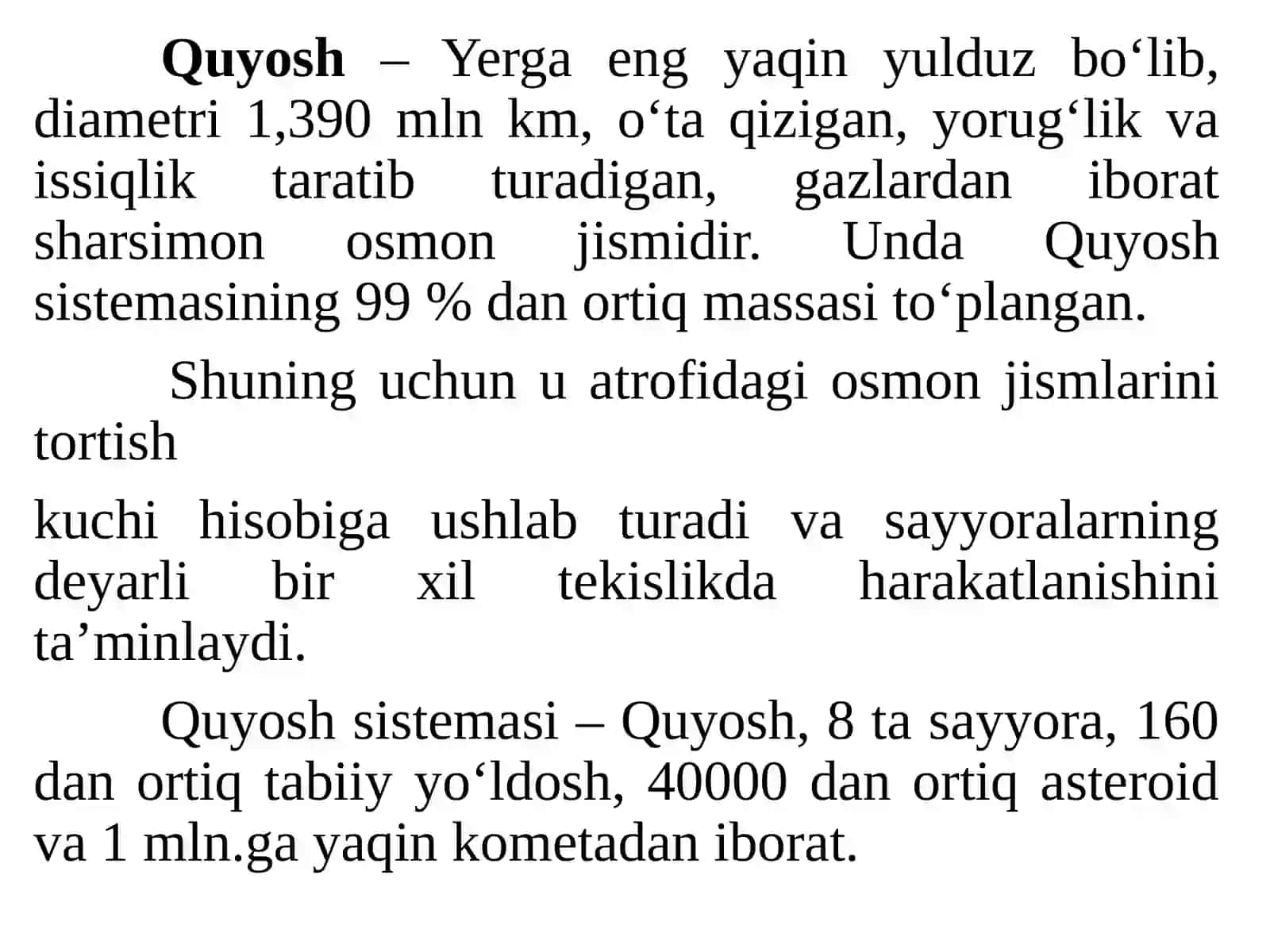 Quyoshva Yeraloqalari 2