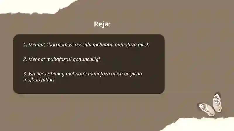 Mehnat shartnomasi taraflarining mehnatni muhofaza qilish sohasidagi huquq va majburiyatlari 2