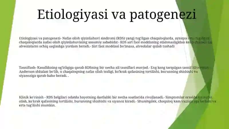 Yangi Tuĝilgan Chaqaloqlarda Nafas Buzilishi Majmuasi 2