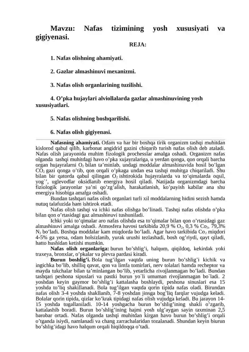 Yosh anatomiyasi, fiziologiyasi va gigiyenasi 2